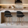Odessa Oak Bar Stool Black Fabric