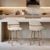 Odessa Oak Bar Stool Beige Fabric