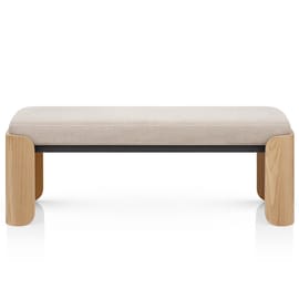 Clifton Oak Bench Beige Fabric