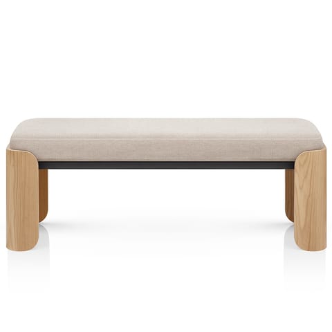 Clifton Oak Bench Beige Fabric