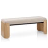 Clifton Oak Bench Beige Fabric