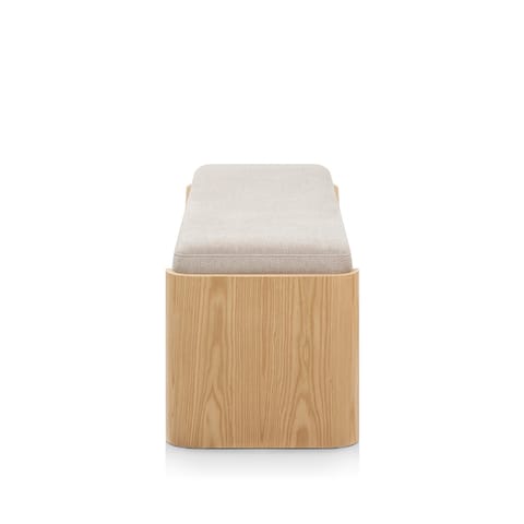 Clifton Oak Bench Beige Fabric