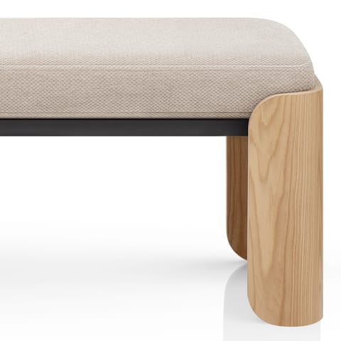 Clifton Oak Bench Beige Fabric