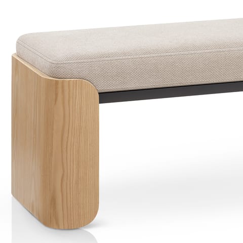 Clifton Oak Bench Beige Fabric