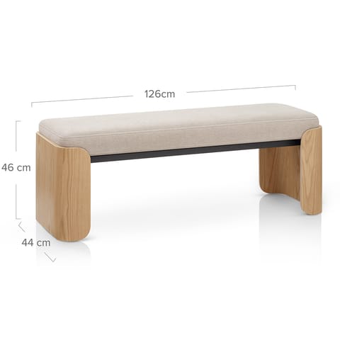 Clifton Oak Bench Beige Fabric