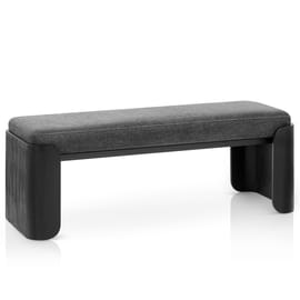 Clifton Wooden Bench Charcoal Fabric