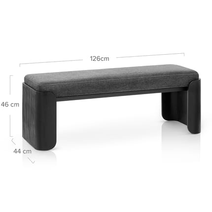 Clifton Wooden Bench Charcoal Fabric Dimensions