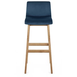 High Drift Oak & Blue Velvet Stool