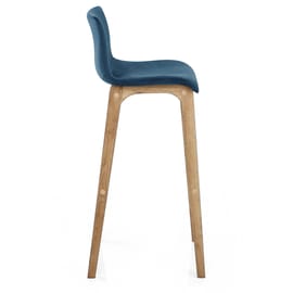 High Drift Oak & Blue Velvet Stool
