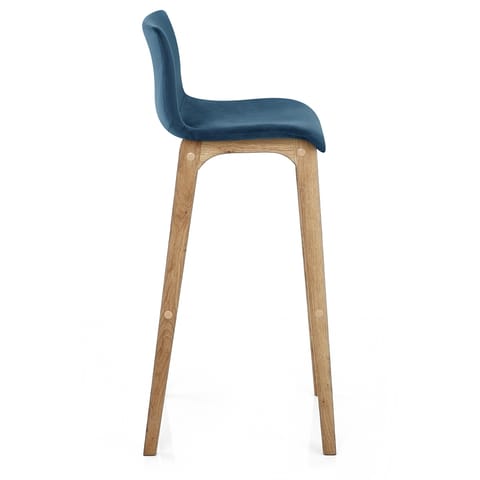 High Drift Oak & Blue Velvet Stool