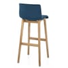 High Drift Oak & Blue Velvet Stool