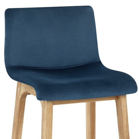 High Drift Oak & Blue Velvet Stool