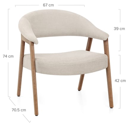 Taylor Oak Chair Beige Fabric Dimensions