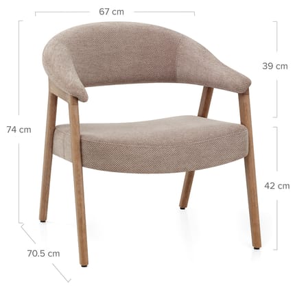 Taylor Oak Chair Brown Fabric Dimensions