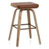 Remy Oak Stool Brown Real Leather