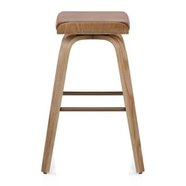 Remy Oak Stool Brown Real Leather