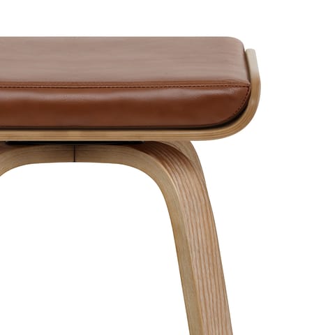 Remy Oak Stool Brown Real Leather