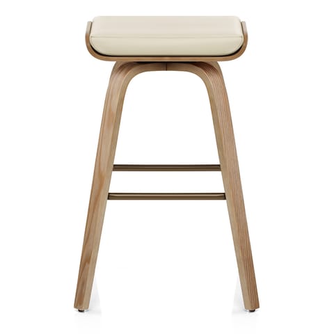 Remy Oak Stool Cream Real Leather