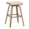 Remy Oak Stool Cream Real Leather
