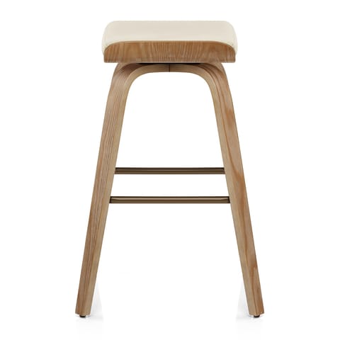 Remy Oak Stool Cream Real Leather
