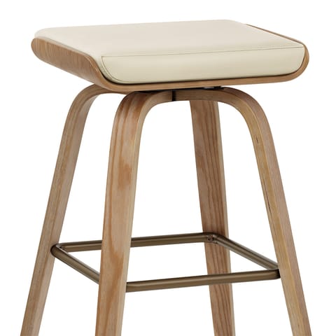 Remy Oak Stool Cream Real Leather