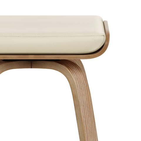 Remy Oak Stool Cream Real Leather