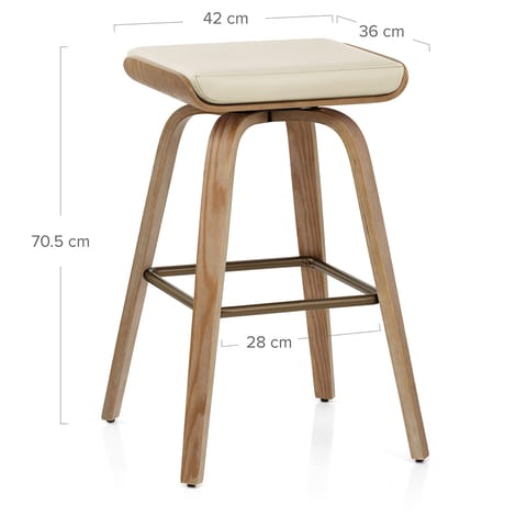 Remy Oak Stool Cream Real Leather