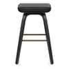 Remy Wooden Stool Black Real Leather