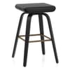 Remy Wooden Stool Black Real Leather