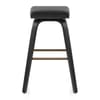 Remy Wooden Stool Black Real Leather