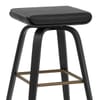 Remy Wooden Stool Black Real Leather