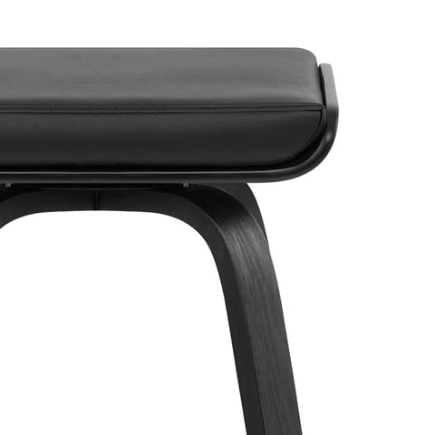 Remy Wooden Stool Black Real Leather