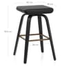 Remy Wooden Stool Black Real Leather