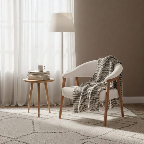 Taylor Oak Chair Beige Fabric