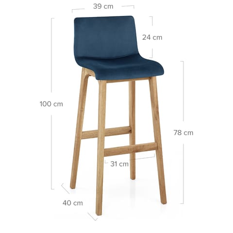 High Drift Oak & Blue Velvet Stool
