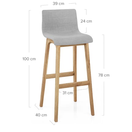 High Drift Oak & Light Grey Fabric Stool Dimensions