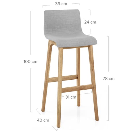 High Drift Oak & Light Grey Fabric Stool