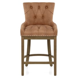 Knightsbridge Oak Stool Tan Leather