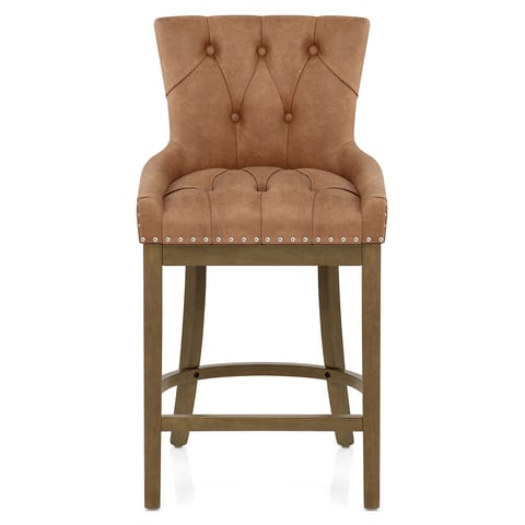 Knightsbridge Oak Stool Tan Leather