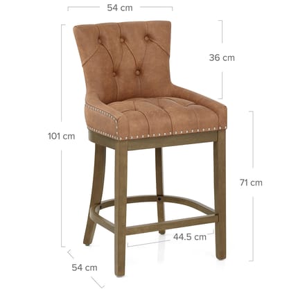 Knightsbridge Oak Stool Tan Leather Dimensions