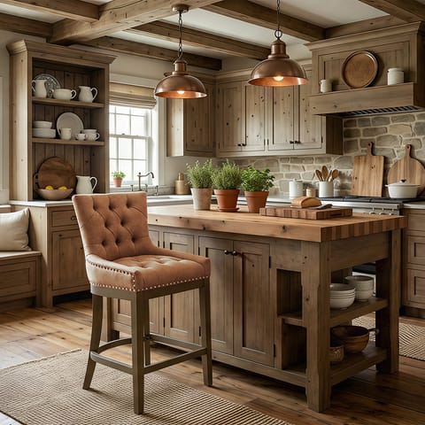 Knightsbridge Oak Stool Tan Leather