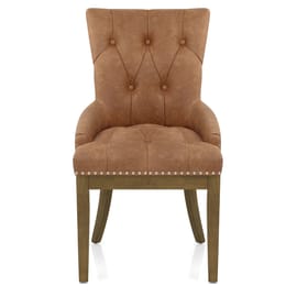 Knightsbridge Oak Chair Tan Leather