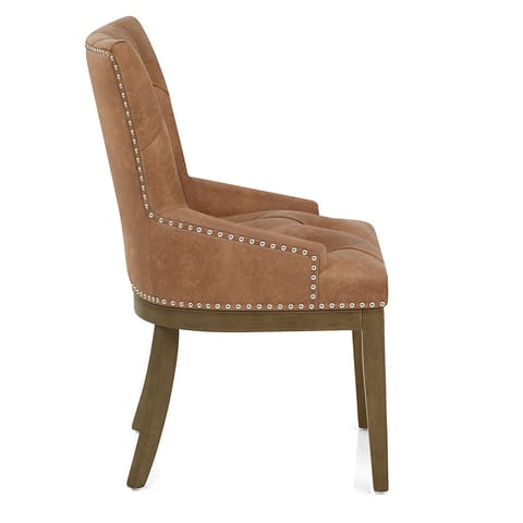 Knightsbridge Oak Chair Tan Leather