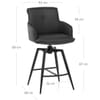 Camden Bar Stool Black Real Leather