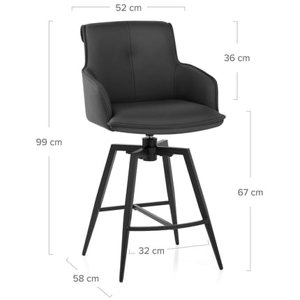 Camden Bar Stool Black Real Leather Dimensions