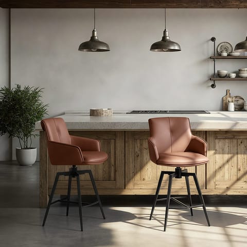 Camden Bar Stool Brown Real Leather