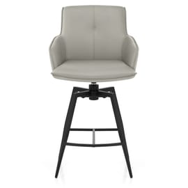 Camden Bar Stool Grey Real Leather