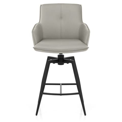 Camden Bar Stool Grey Real Leather