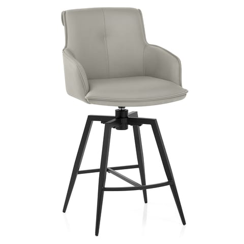 Camden Bar Stool Grey Real Leather