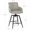 Camden Bar Stool Grey Real Leather